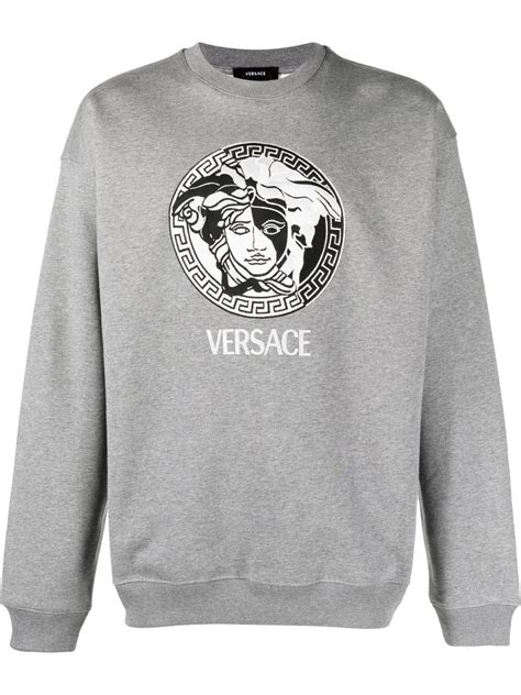 versace collection sweatshirt with suade logo|versace sweatshirt medusa.